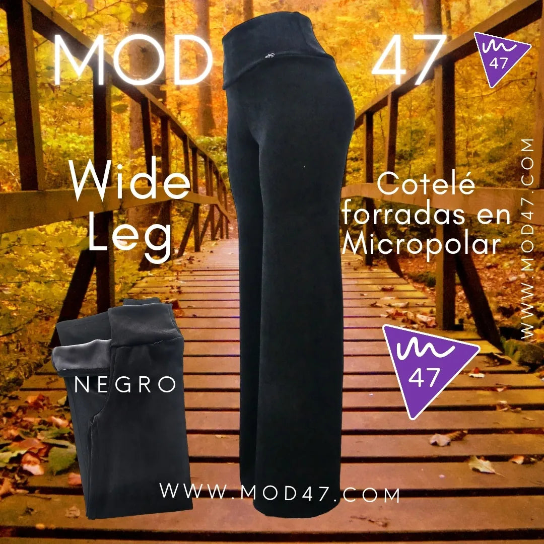 Wide Leg de Cotelé Plush forradas en micropolar
