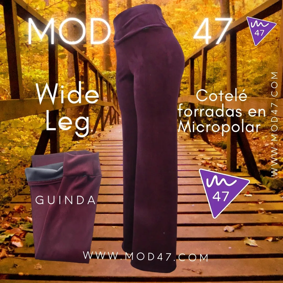 Wide Leg de Cotelé Plush forradas en micropolar